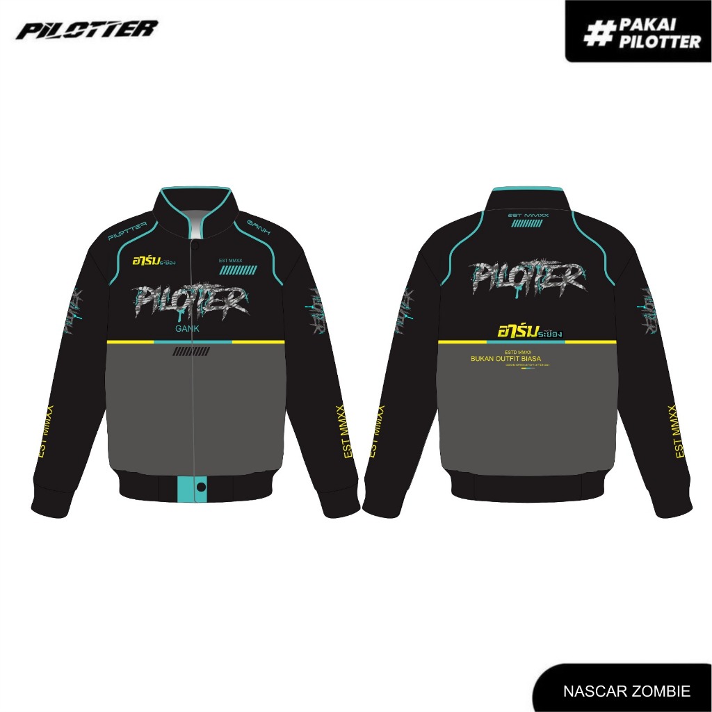 JAKET PILOTTER NASCAR ZOMBIE ORIGINAL FREE STIKER