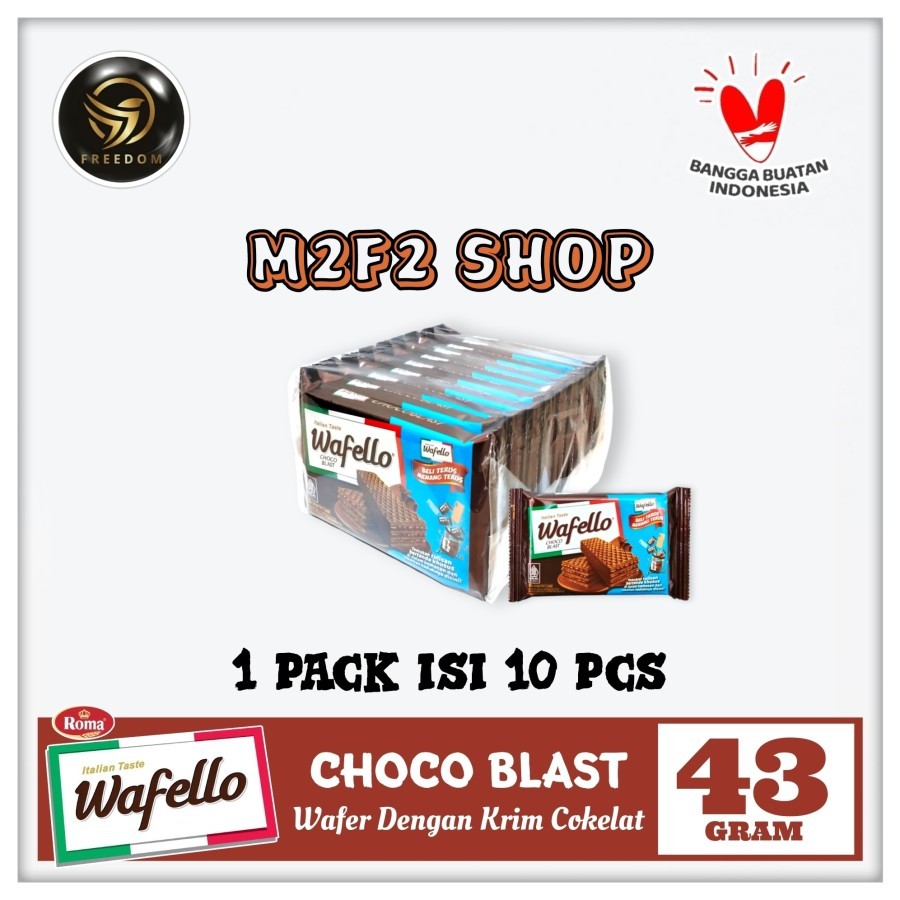 

Roma Wafer Wafello Choco Blast | Krim Cokelat Sachet - 43 gr (Kemasan 1 Pack)