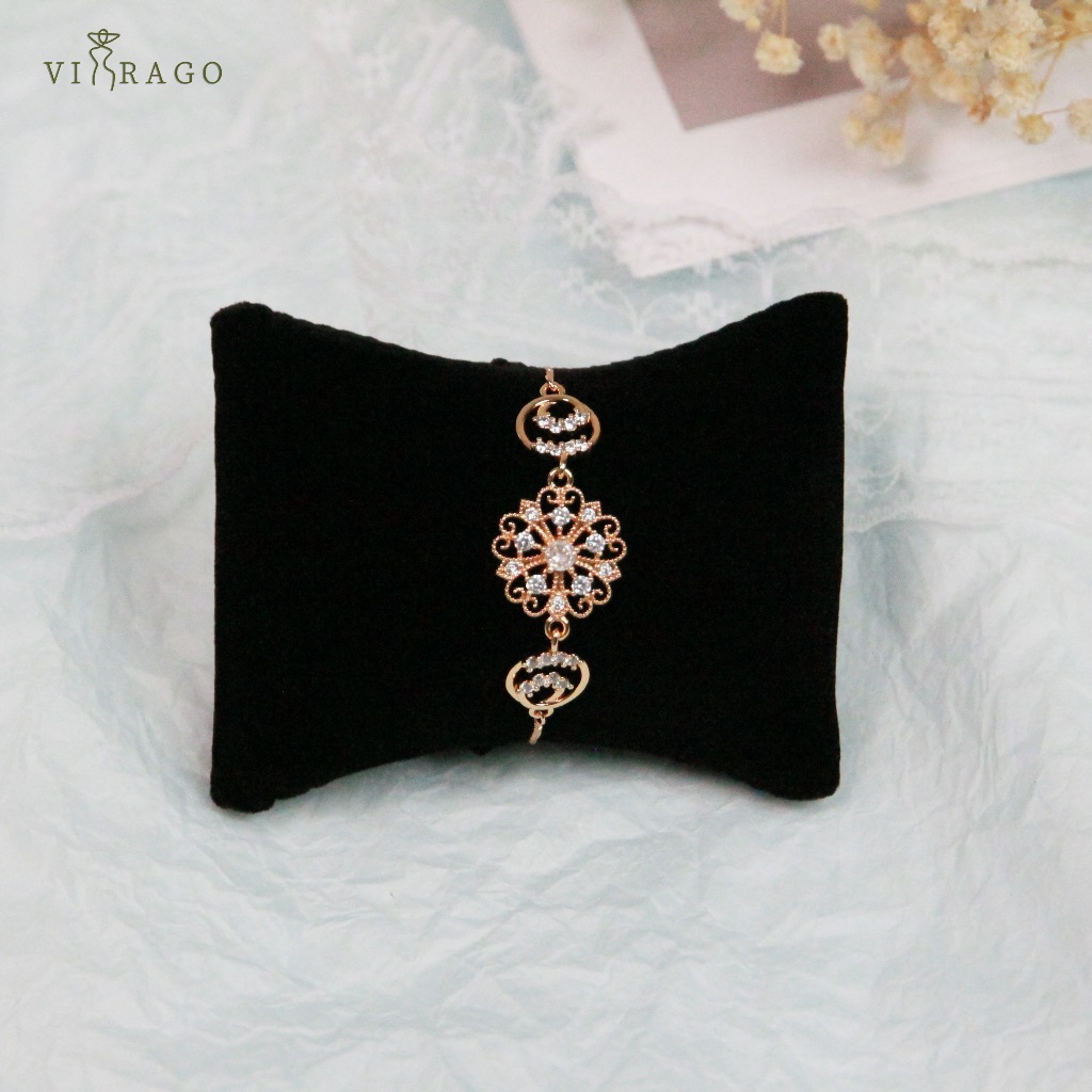 VIRAGO Gelang Wanita Model Baru Emas/Titanium/Anti Luntur Gelang Dewasa Mata Zirkon Gelang Lapis Ema