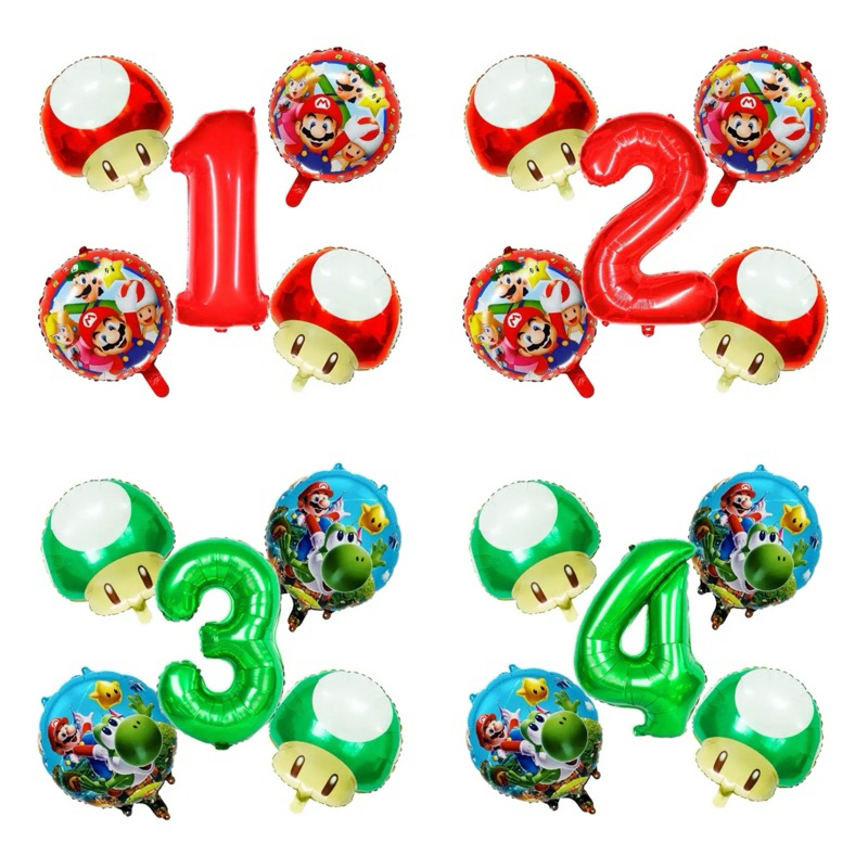Paket Balon Mario Bros Angka Jamur