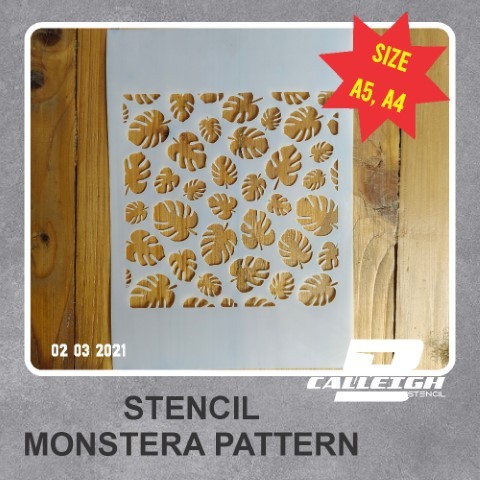 

Stencil Monsterra Pattern | Ukuran A5, A4, A3