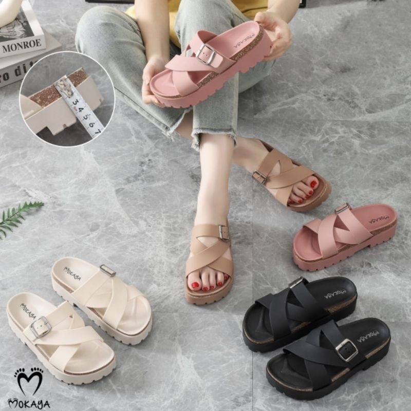 MOKAYA SANDAL WANITA WEDGES SELOP ADJUST 1249-0065