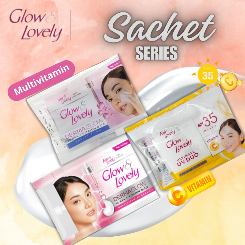 WAWA - Glow & Lovely Sachet Series | Derma Glow Cream & Face Wash | Sunsscreen UV Duo |  Fair & Love
