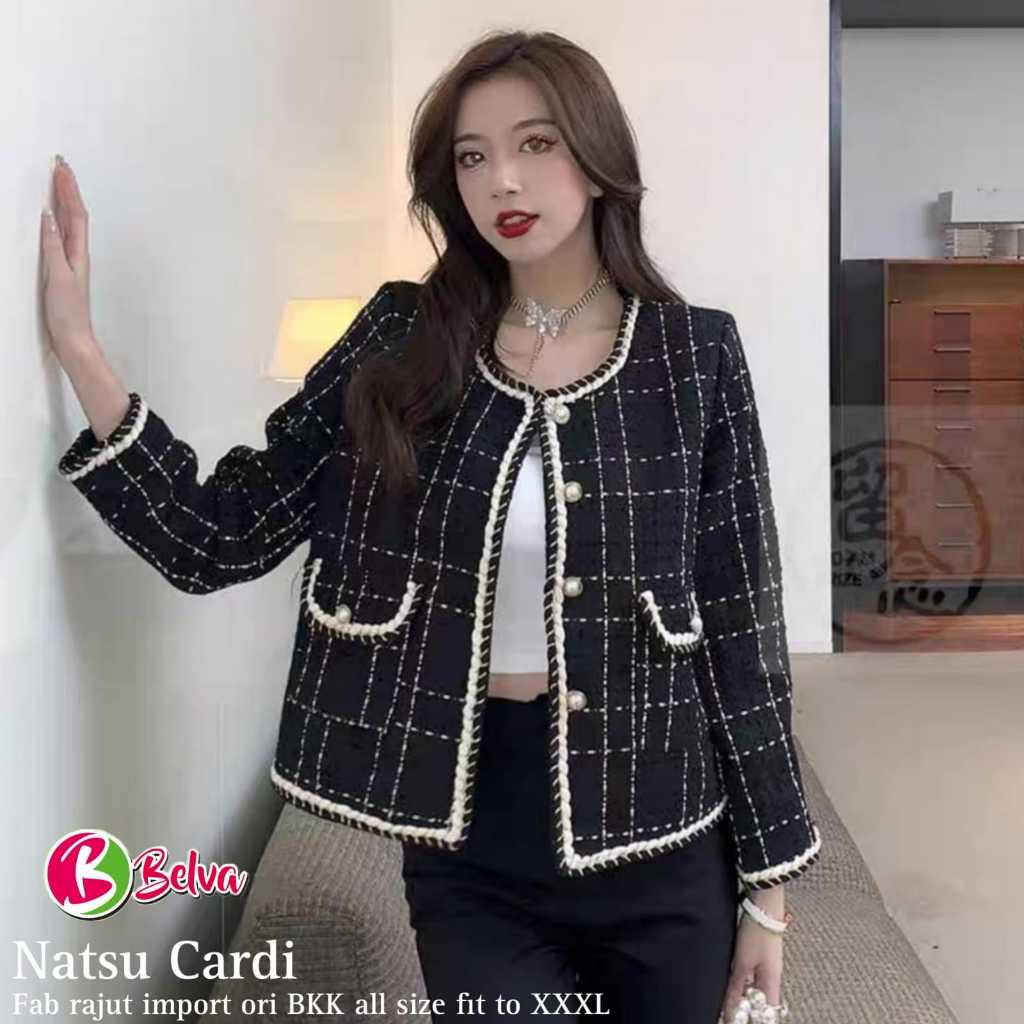 Villa Cardi Belva Sweater Cardigan Pakaian wanita Bahan Rajut Import size Jumbo