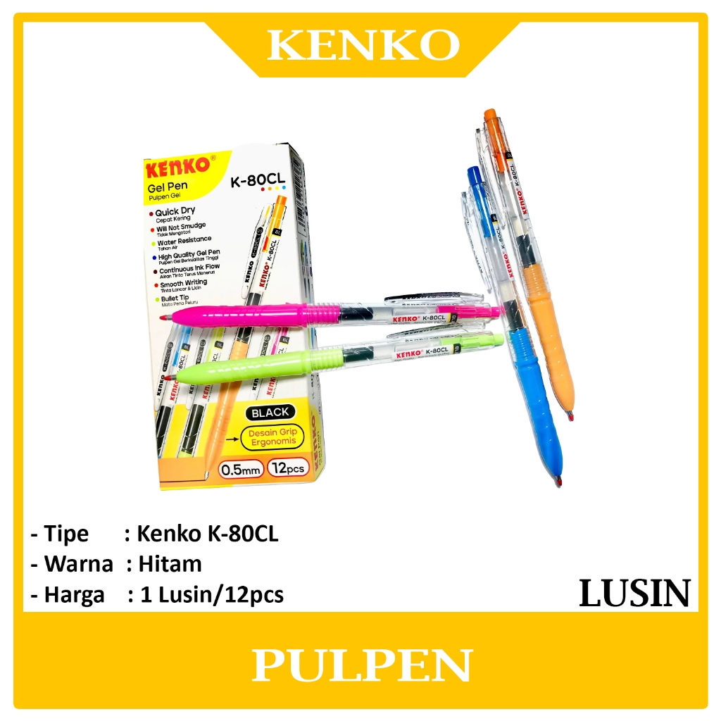 

Kenko Pulpen Gel Pen K - 80CL 0.5mm Black - Lusin