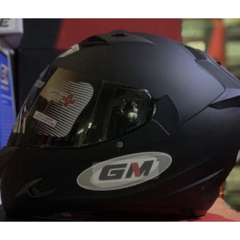 HELM GM RACE PRO SOLID HITAM DOFF FULL FACE ORIGINAL SNI