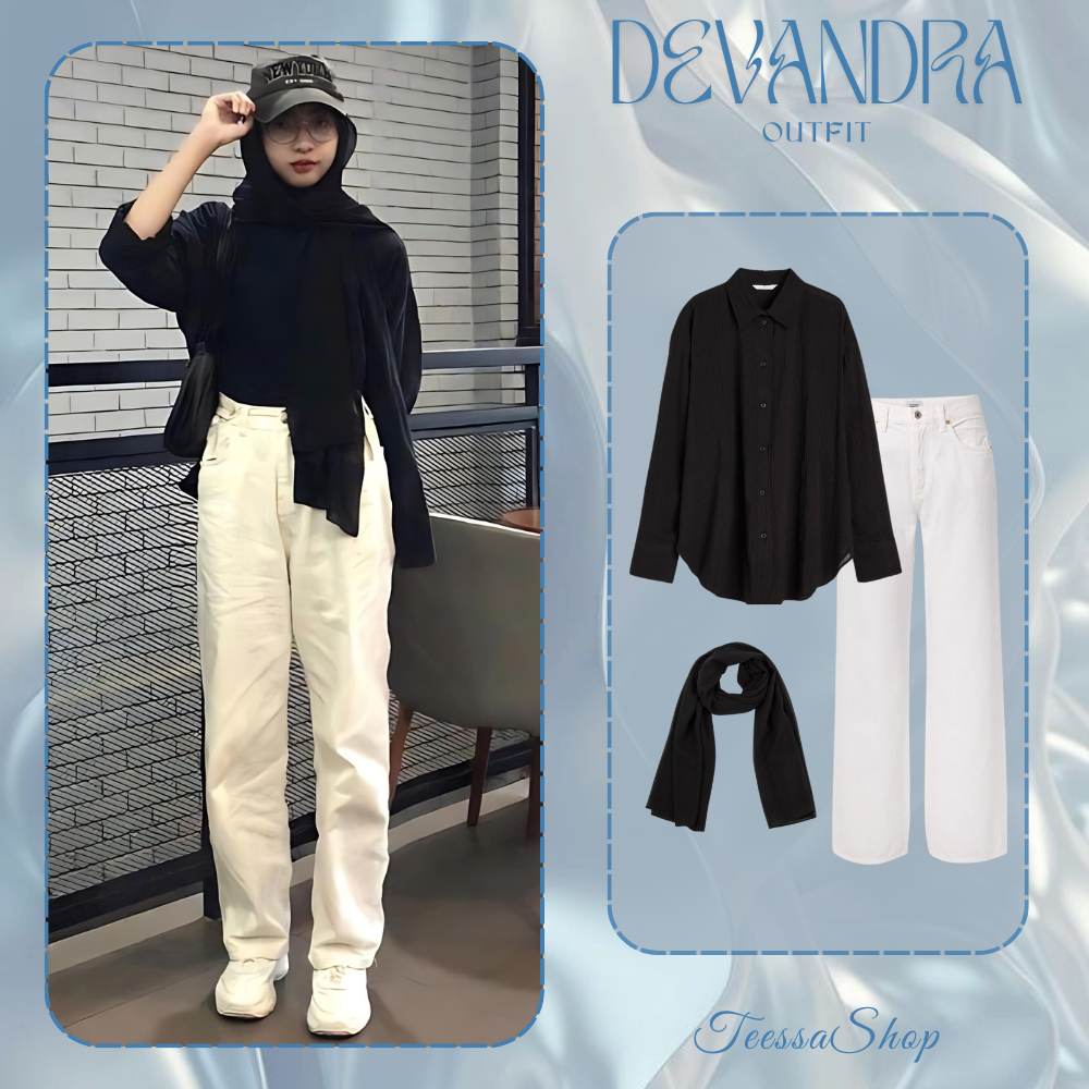 DEVANDRA ONESET 3IN1 OUTFIT KOREAN LOOK SIMPEL SETELAN REMAJA TOMBOY STYLE HANGOUT