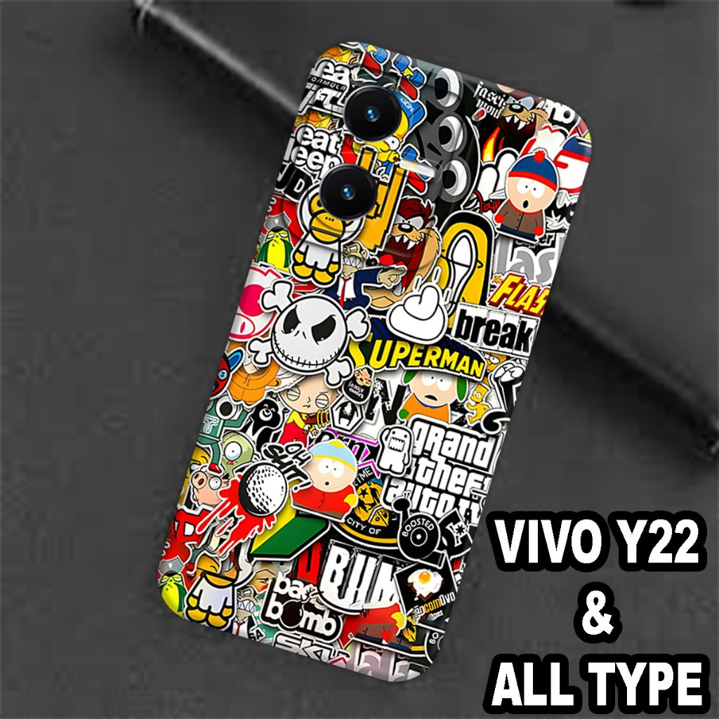 (GC12) Softcase karet Hp VIVO Y22 / Case Cowok / Case VIVO Y22 Silikon Tpu Pro Camera / Kesing VIVO 