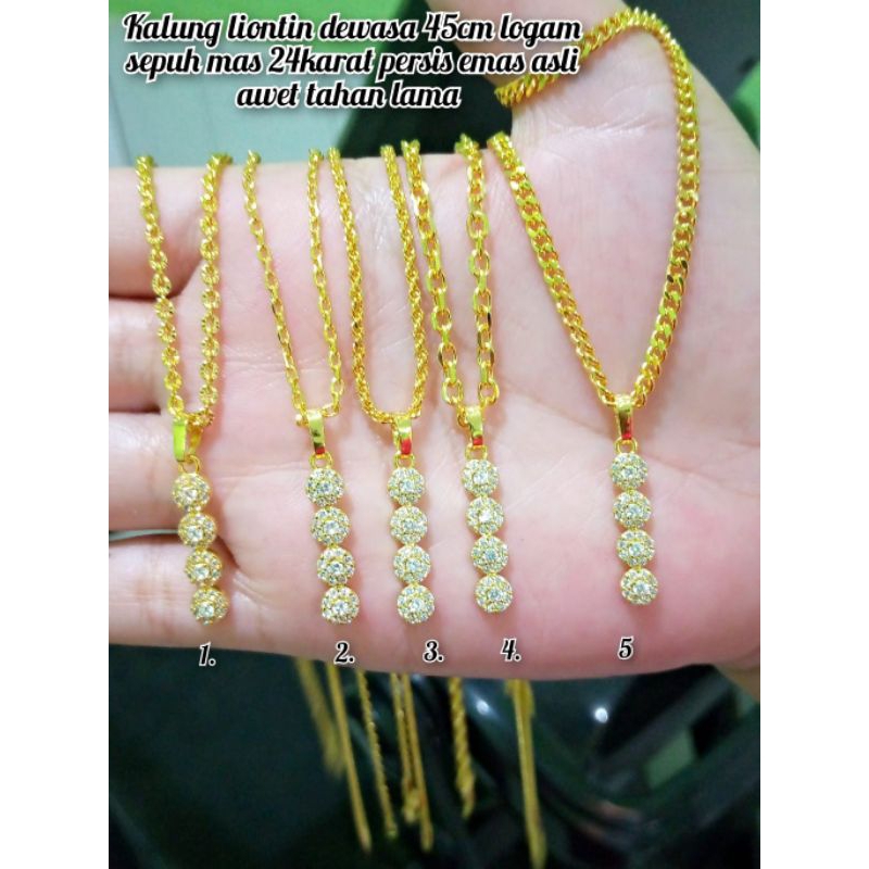 kalung liontin motif (koin) warna kuning emas