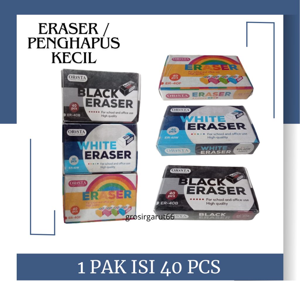

Penghapus Orista/ Eraser Orista / Penghapus Murah / Penghapus Putih HItam Warna Warni