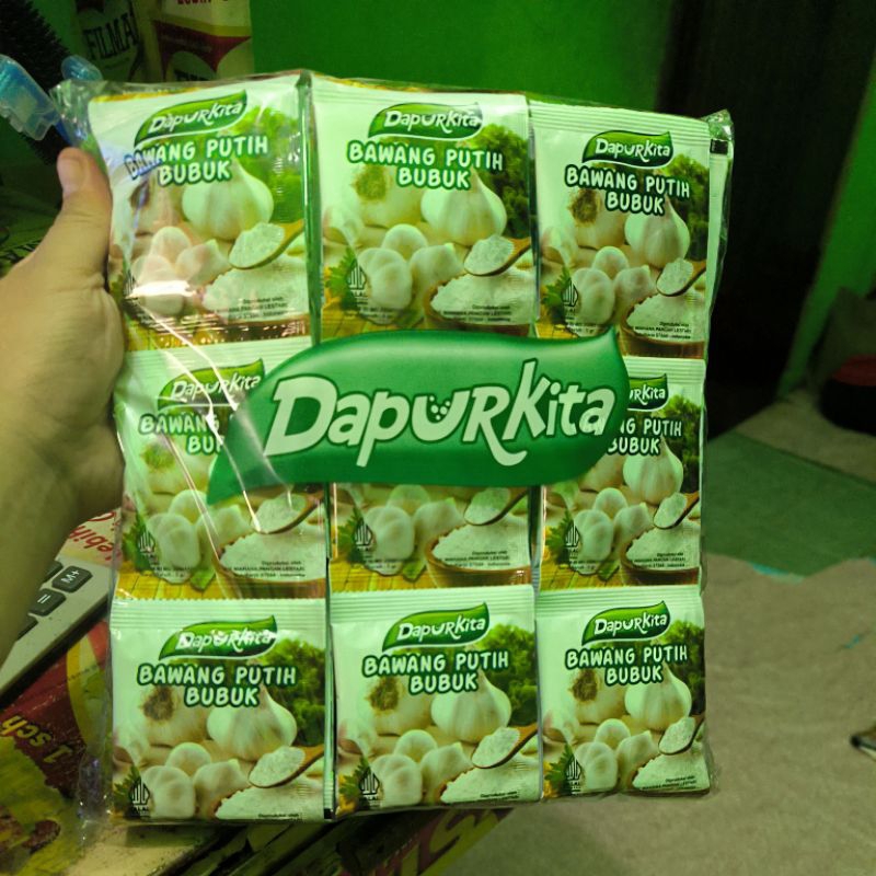 

1 Pak Dapur Kita Bawang Putih Bubuk isi 6 Renceng x 12 Sachet x 5 Gram