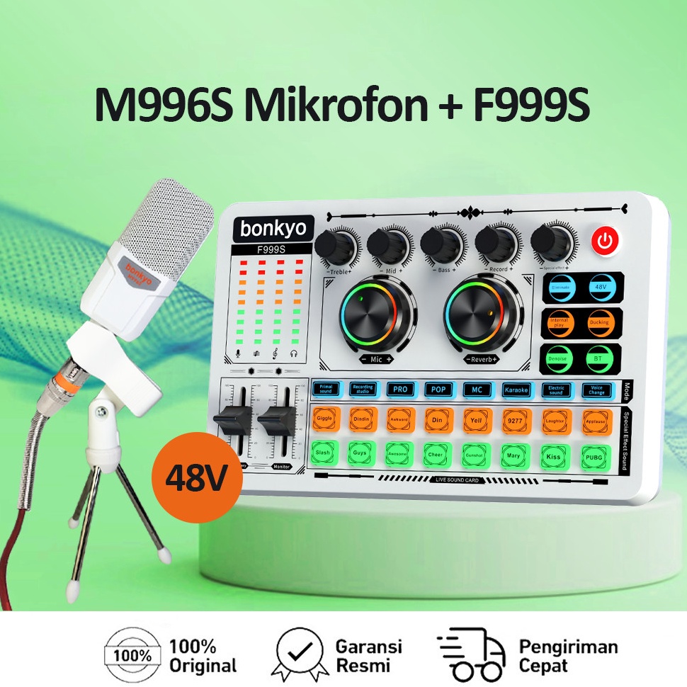 F999SM996S 48v SoundCard Bluetooth compatible External Wireless DJ Mixer Pengurangan Kebisingan m T7