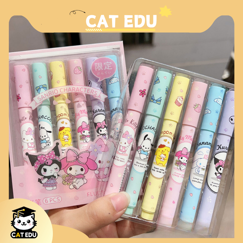

6 PCS 1 set Stabilo sanrio highlighter/ pewarna gambar anak anak lengkap