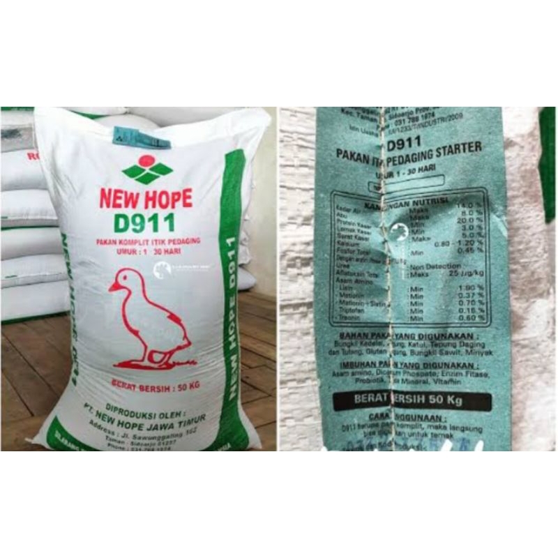 New Hope D911 Pakan Itik Unggas Starter Pedaging 20 KILO