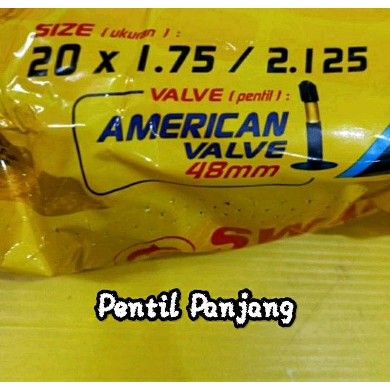 ban dalam sepeda 20 x 175 - 2125 pentil panjang 48mm Swallow
