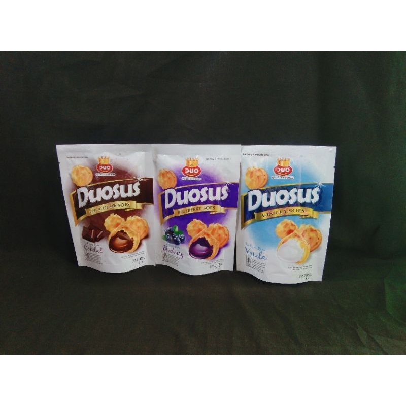 

PROMO!!! Duosus 35gram coklat / sous kering bluebery vanila/ grosir duosus kering coklat/ soes kering isi krim coklat/ soes kering 1pouch (35gr)