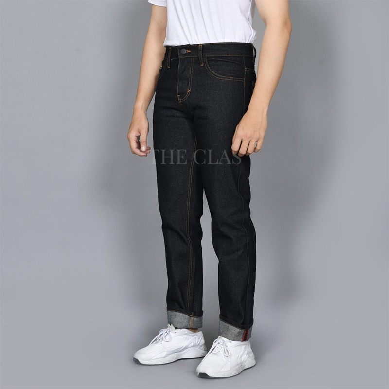 RAW DENIM KAKU - CELANA JEANS RAW DENIM SELVEDGE SHELSTICK ZIGZAG ACCENT - DENIM SELVEDGE ZIGZAG - D