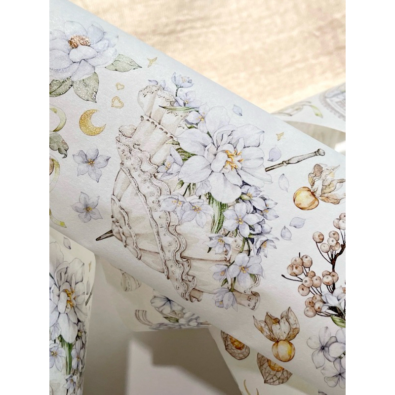 

(Kiricart) ZIYUANSU White Camellia Flower Sticker PET & Washi Tape Scrapbook Journal