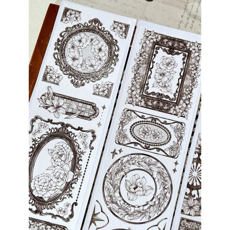 

(Kiricart) SAMPLE ZIYUANSU Monolog Flower Frame Sticker PET Tape Scrapbook Journal