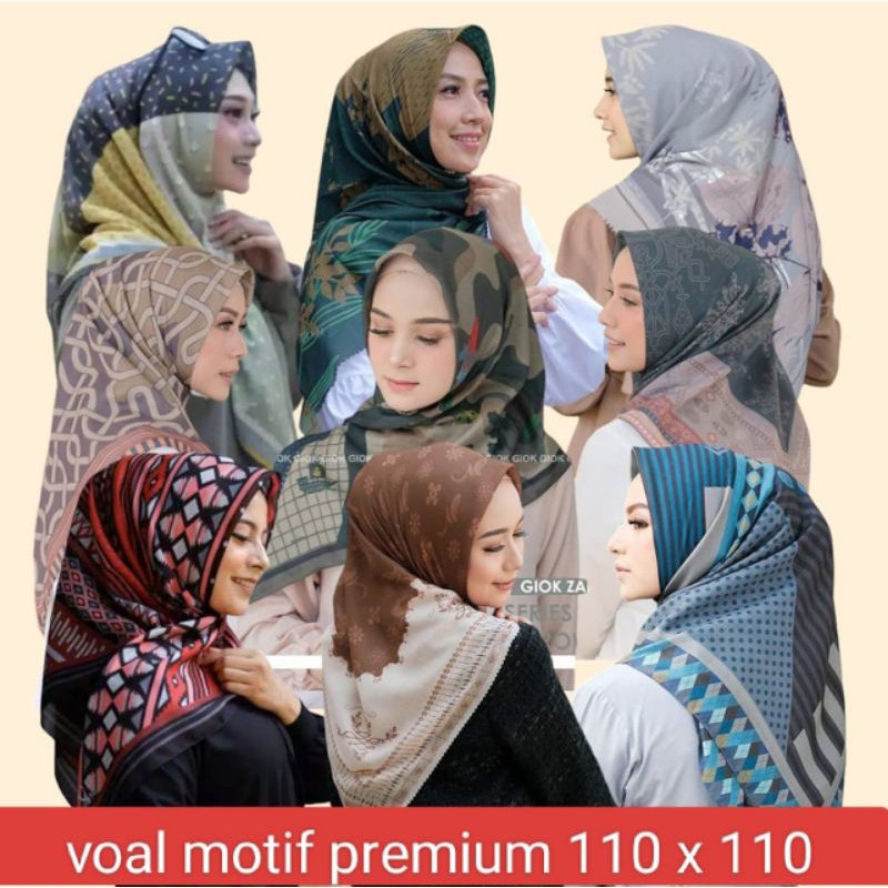 Mono 3 Series Kerudung Segi Empat Motif Hijab Voal Premium Jilbab Scarf Mewah Elegan Murah