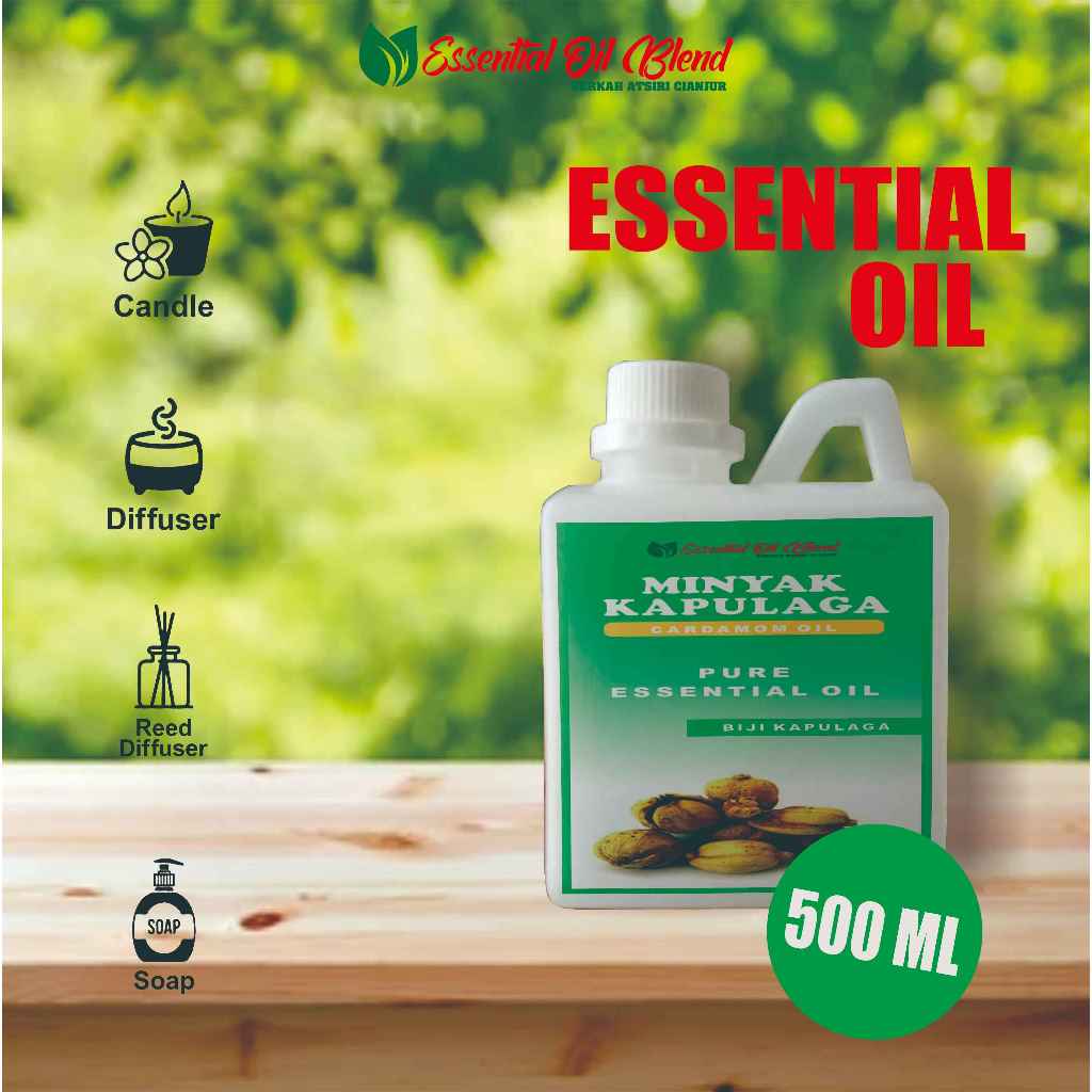 Minyak atsiri Kapulaga hasil penyulingan Netto : 500ml