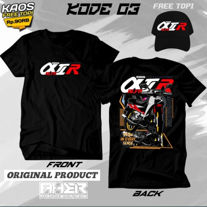 KAOS MOTOR YAMAHA ALFA FREE TOPI||KAOS ALFA||KUALITAS PREMIUM
