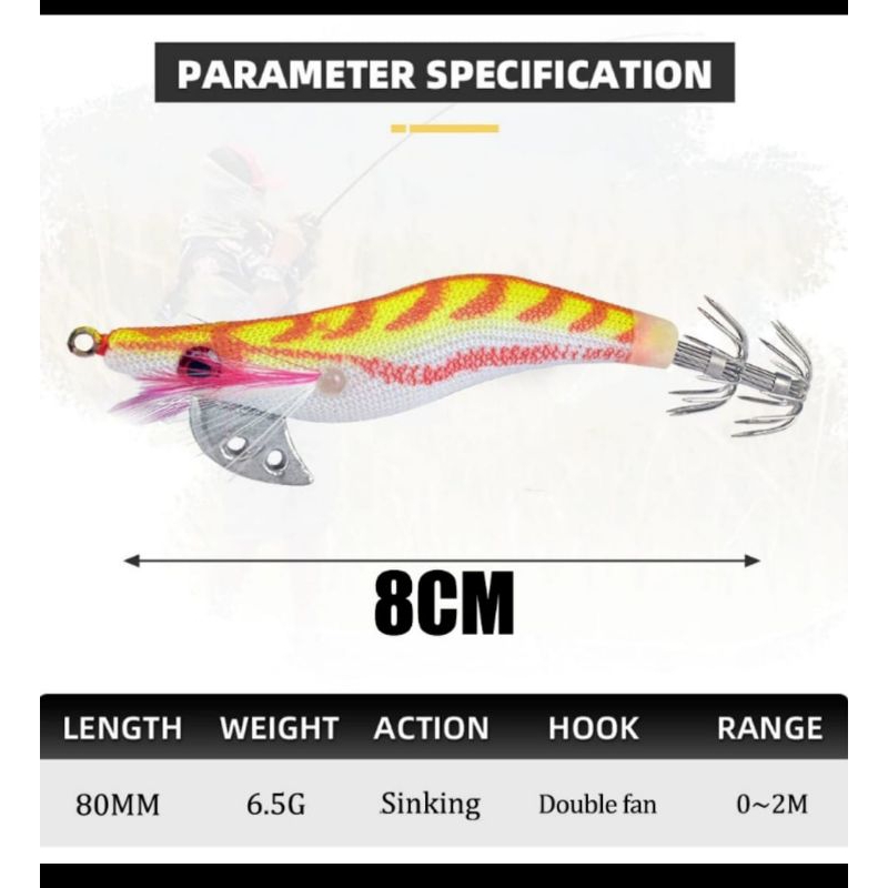 Egi squid size 2.0 glow in the dark umpan cumi killer grosir