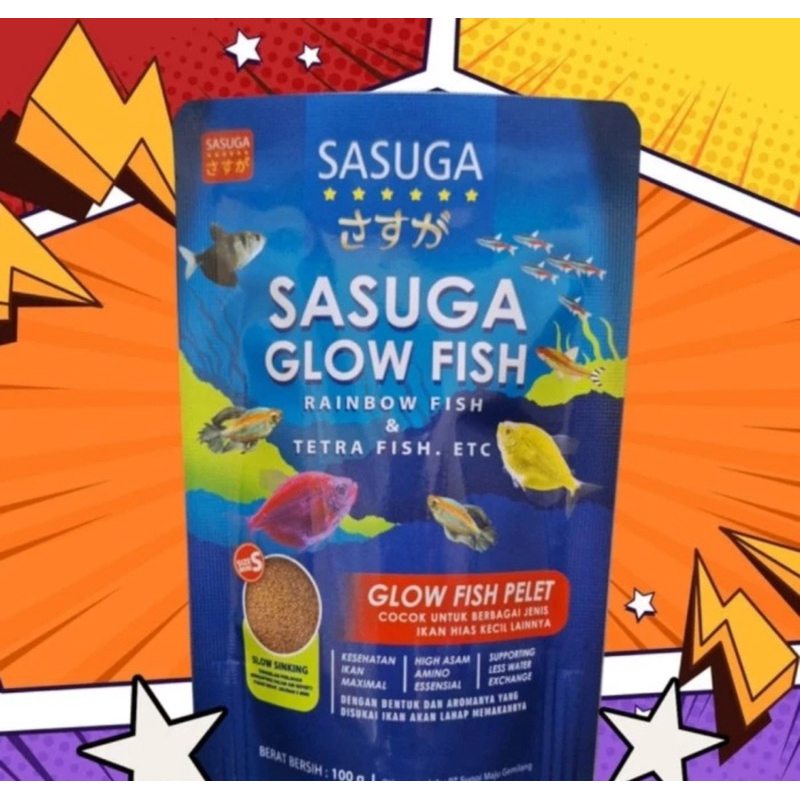 pelet ikan hias sasuga glow fish rainbow fish tetra fish etc 100g