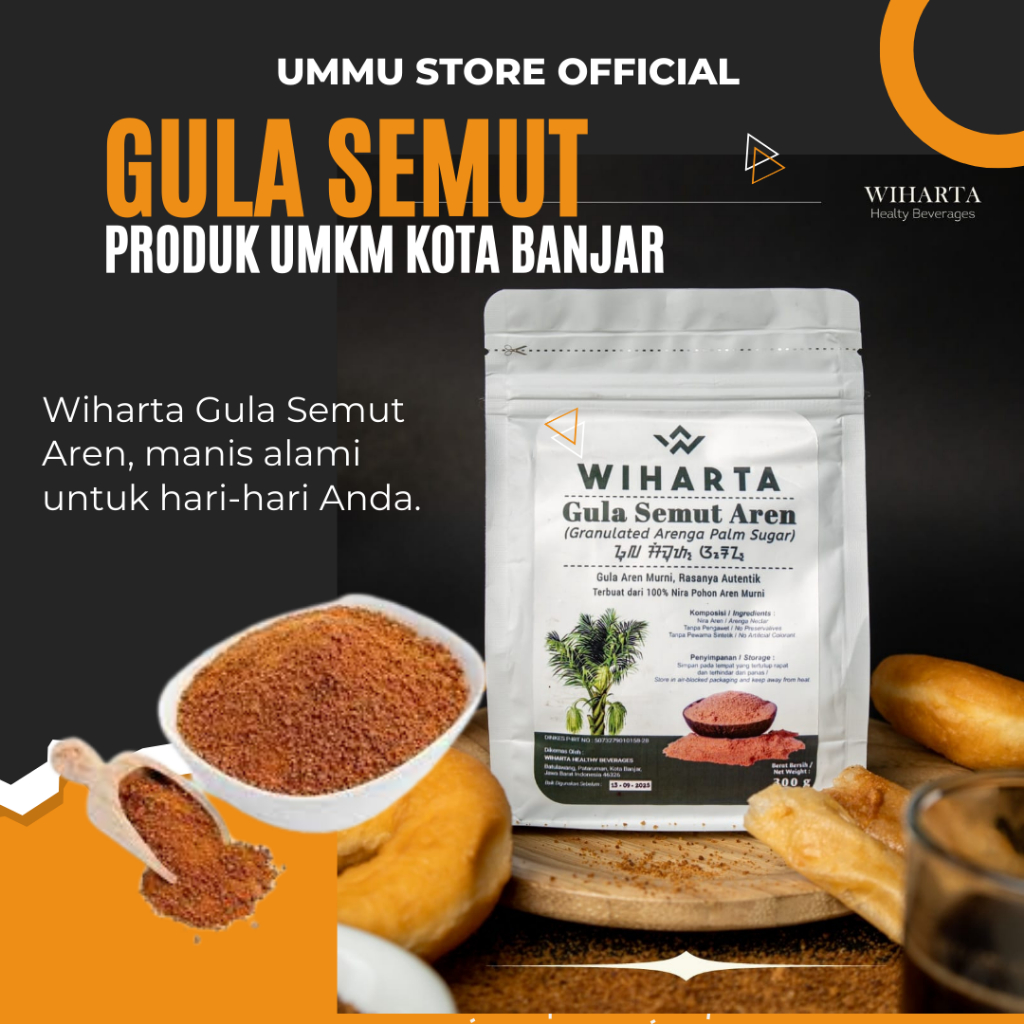 

Wiharta Gula Semut Aren Kemasan Pouch Premium Isi 300 Gram Murni Tanpa Campuran Bubuk Gula Aren Merah Asli Organik Sugar