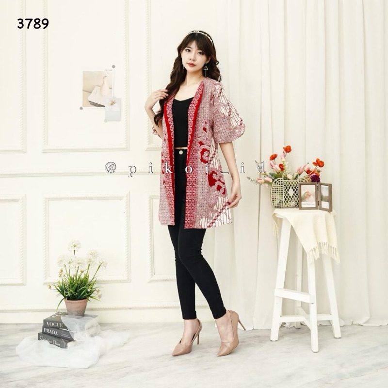 DYA369 Cardigan panjang batik nita / cardigan batik cewek / outer batik kantor / outer hijab murah /