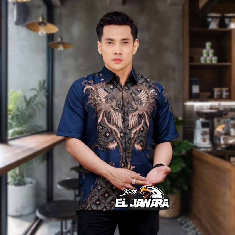 Kemeja Batik Pria Lengan Pendek Hem Baju Cowok Modern Premium Warna Coklat