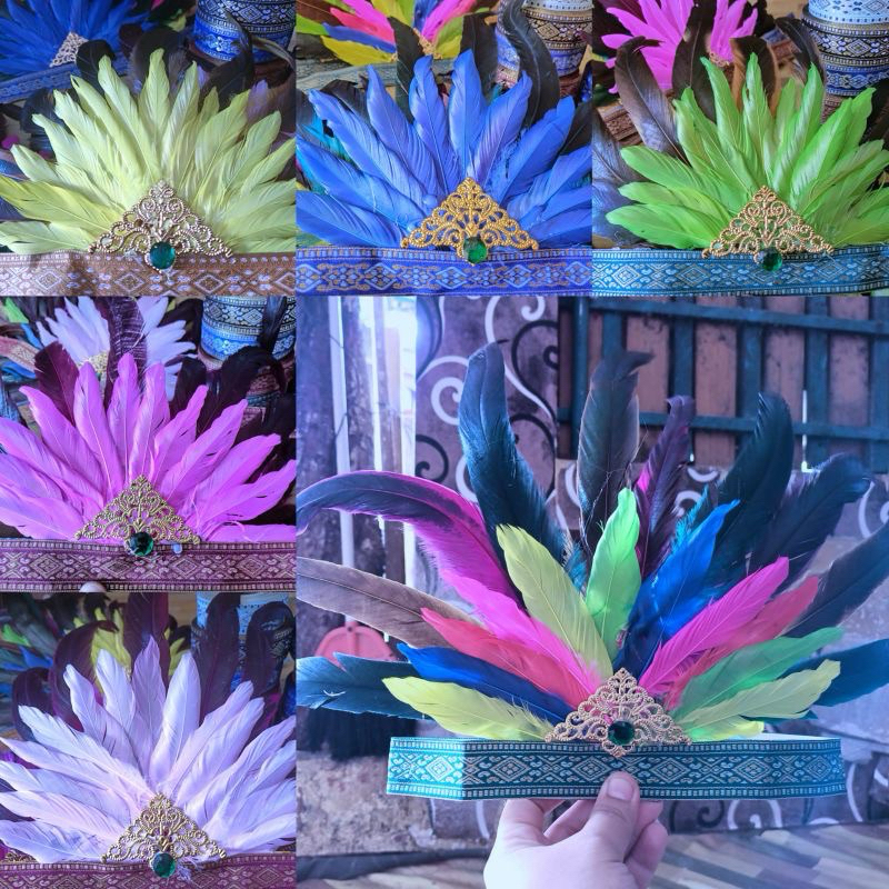 Topi Bulu Ayam - Topi Bulu Anak - Topi Prakarya - Aksesoris Tari