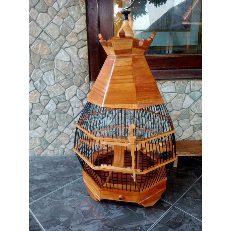 sangkar perkutut kayu jati plitur