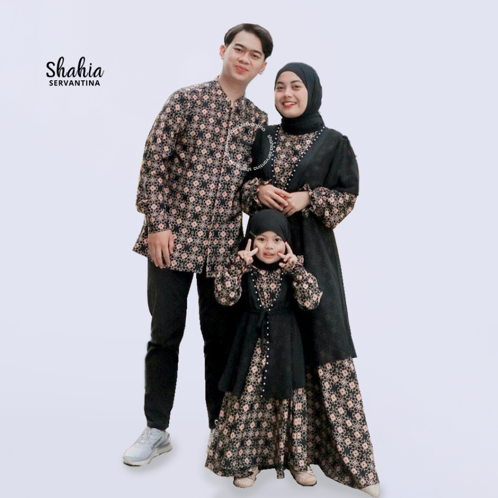 Shahia Servantina - Naya Rayanza Family Set Series Black & Sage Baju Couple Dress Koko Panjang