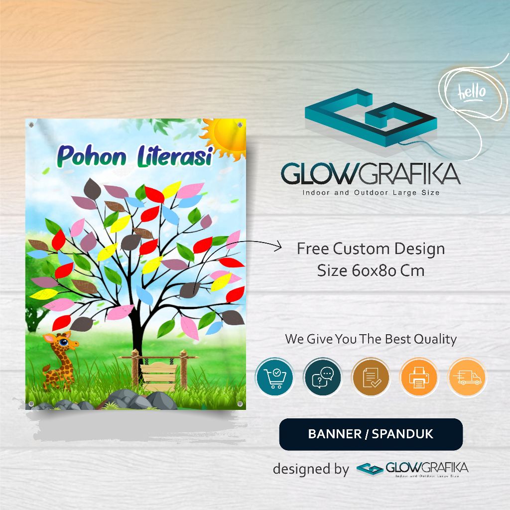 Cetak Spanduk Banner Pohon Literasi Model Daun