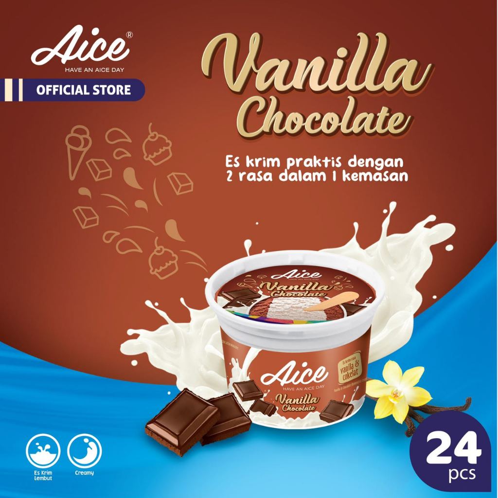 

AICE Ice Cream Vanilla Cup es krim 1 Karton (isi 24cup) eskrim