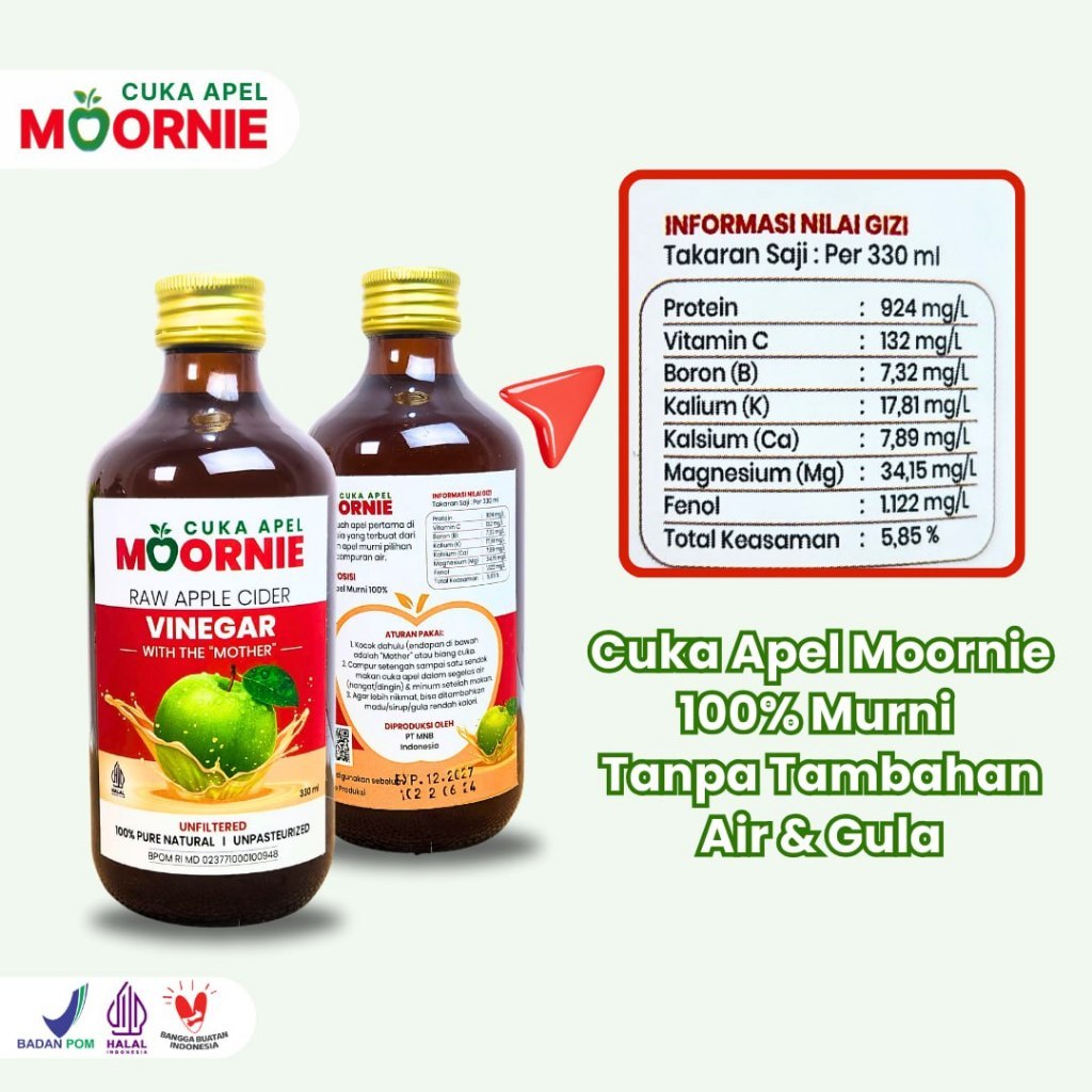 

Cuka Apel Moornie Cuka Apel Original Untuk Kesehatan Diet Apple Cider Vinegar with the mother
