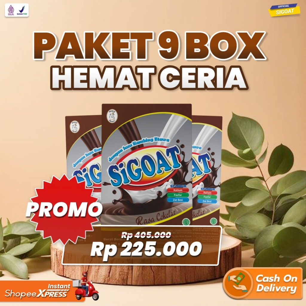 

9 Box Sigoat Susu Etawa Rasa Coklat dengan Gula Jagung: Lezat, Bergizi, dan Aman untuk Diabetes