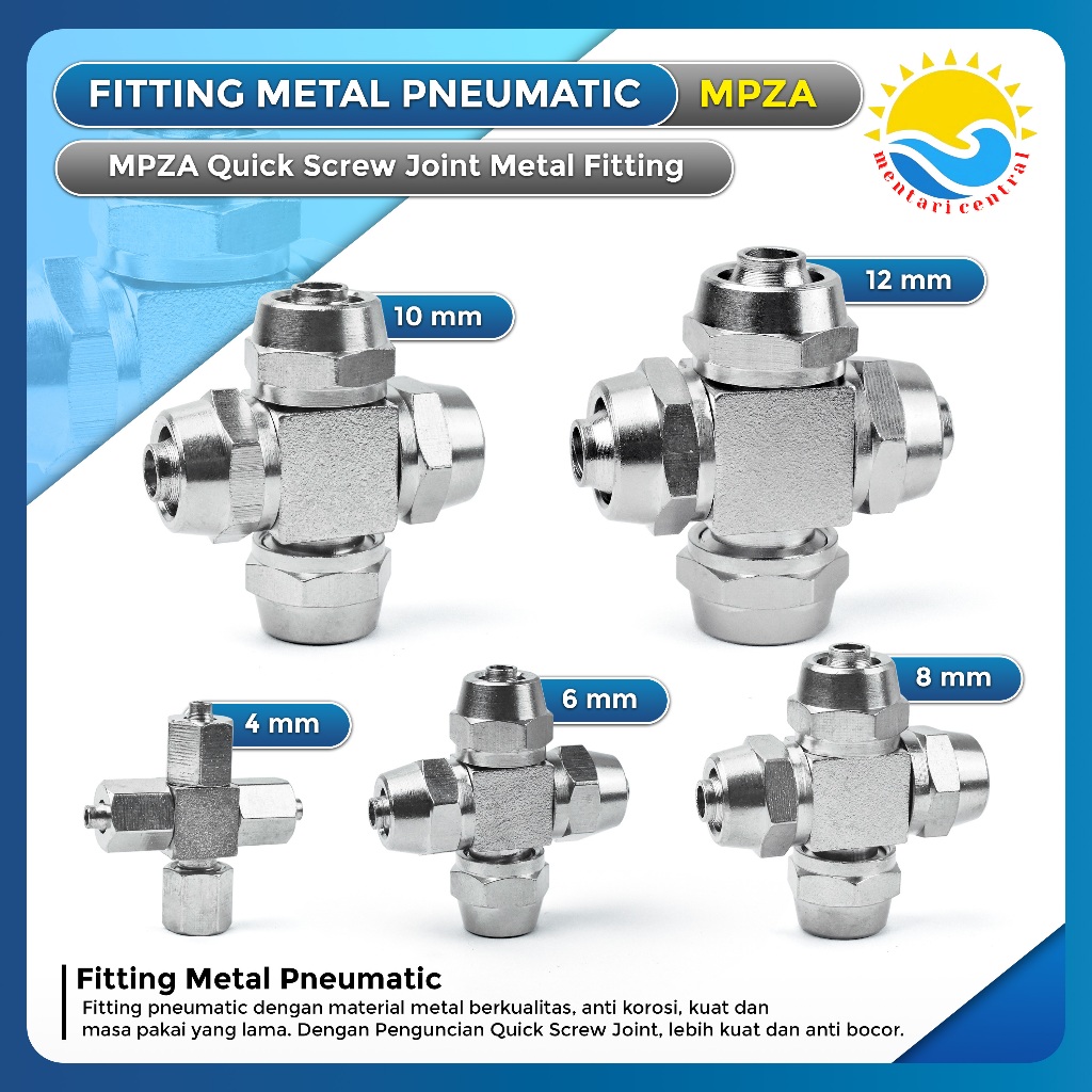 FITTING METAL PNEUMATIC Sambungan Selang Ori Klakson Telolet 3 Corong 4 Lubang Nepel Klakson Telolet