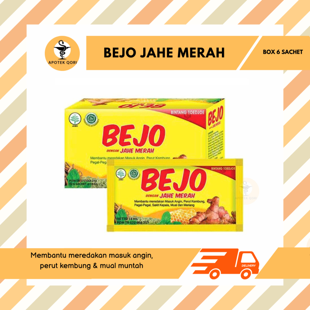 

BEJO JAHE MERAH 15 ML BOX 6 SACHET/MEREDAKAN MASUK ANGIN & PERUT KEMBUNG