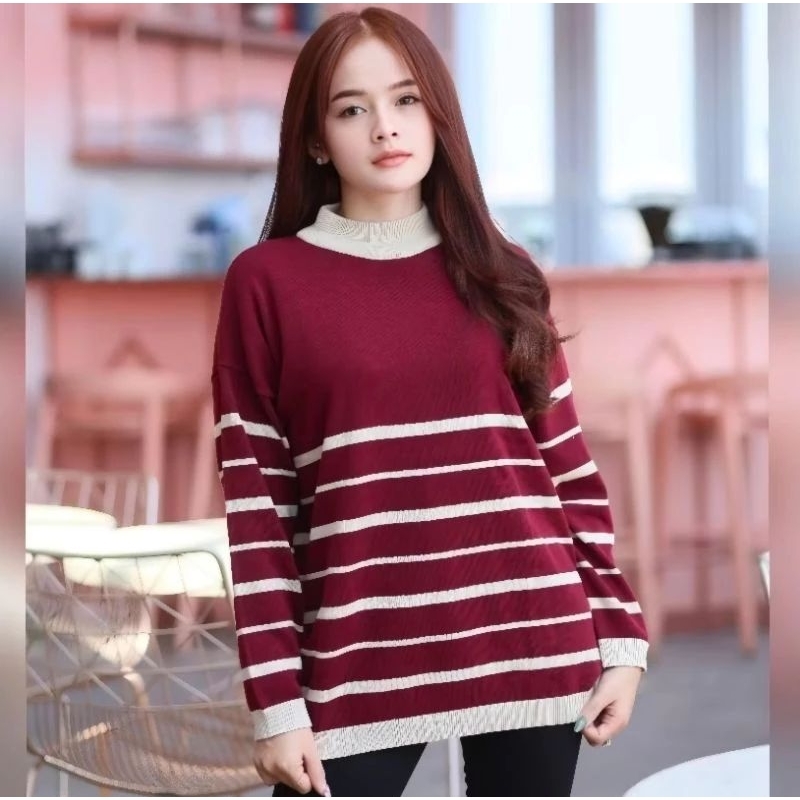 Sweater Atasan Rajut Wanita Jumbo Terlaris Lengan Panjang - FRIDAY KNIT TOP