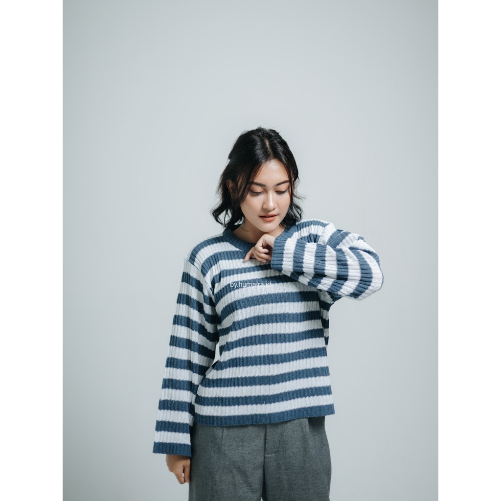 MF - MFS SWEATER RAJUT STRIPE WANITA RENA / GEYA SWEATER RAJUT / Pakaian Wanita Casual Terbaru / Swe