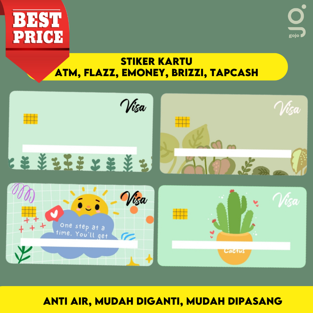 

Gojo Stickers - Stiker Sticker Kartu Atm Skin Card Warna Hijau Green Series A - Green Edition Vinyl + Laminating Glossy Stiker BCA Mandiri Bri Bni Debit Credit Emoney