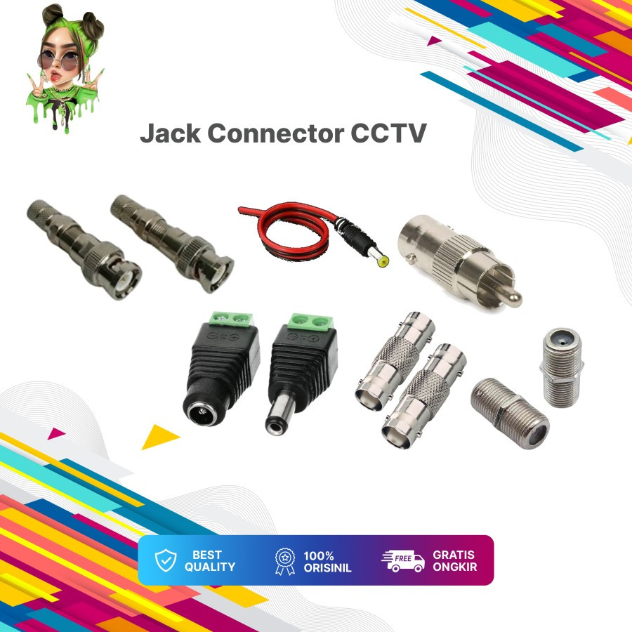 Jack Connector CCTV BNC Drat RCA MALE FEMALE Murah - BNC Taiwan  i DRAT  i BNC DC Male DC Female BNC