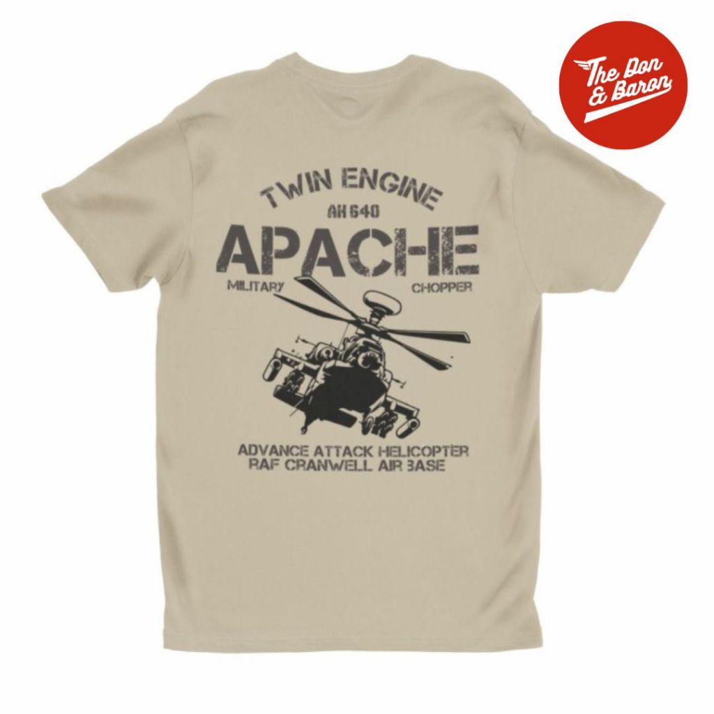 Kaos Vintage Retro Apache Helicopter Military Attack Chopper