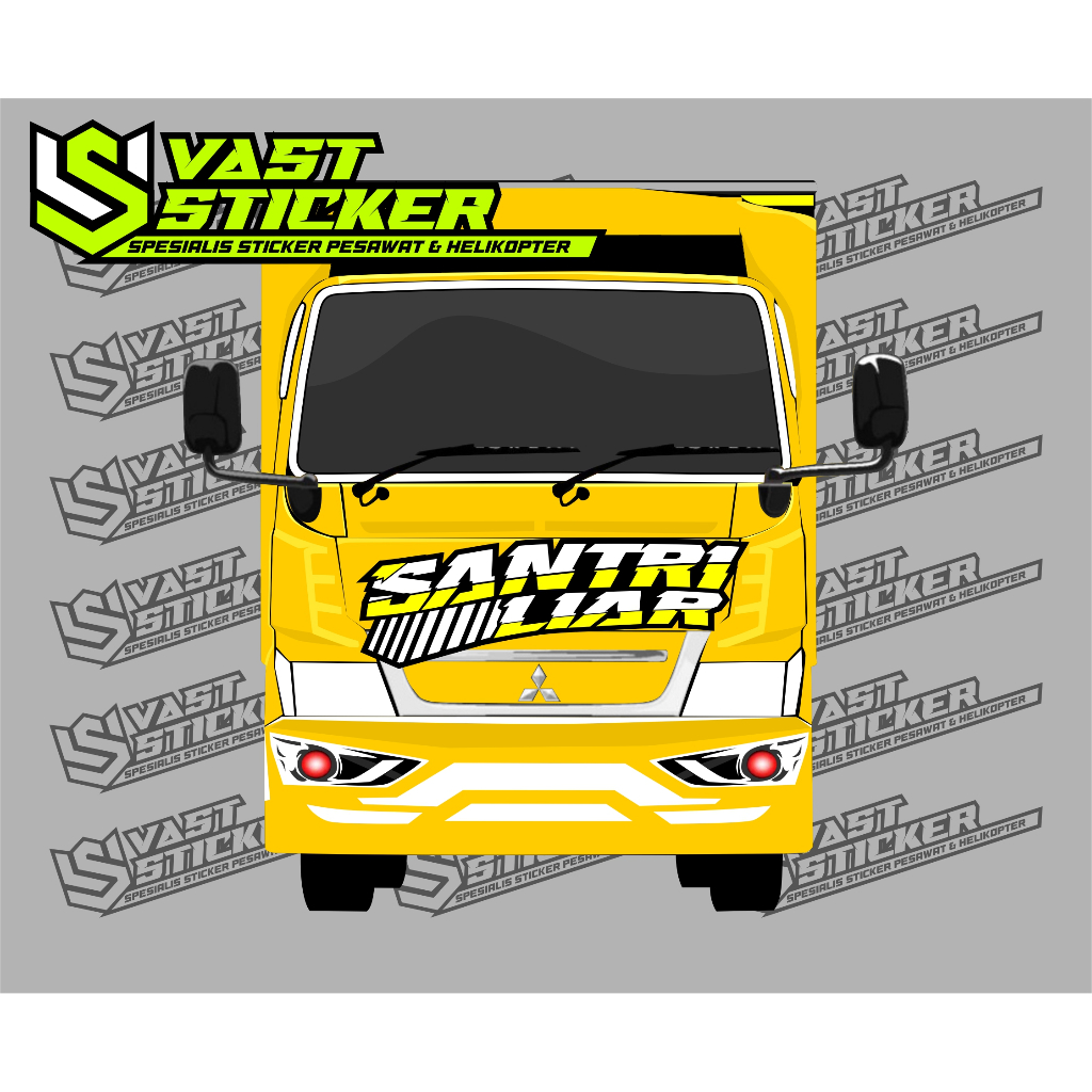 murah cutting sticker SANTRI LIAR cabin depan truk canter dll