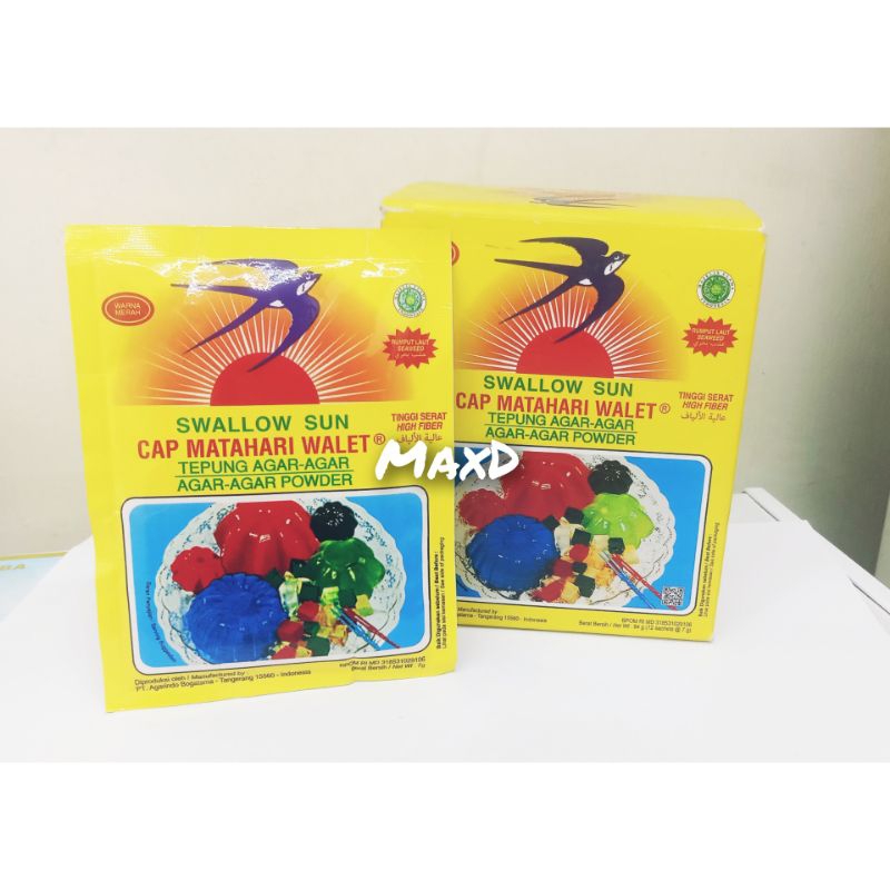 

Agar Agar Swallow Sun Warna Merah 7g ×12 Pcs 1 Box (EXP. 2 FEBRUARY 2025)