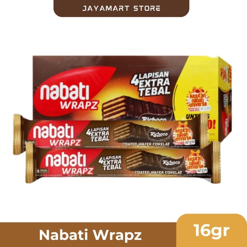 

Nabati Wrapz Coated Wafer Coklat Richoco ( 225g ) / 1 box isi 12pcs+ bonus 2pcs - SN006