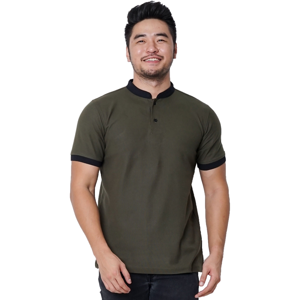 Kaos Polo Shirt Kerah Shanghai Polos Hijau Army TNI Polo Shirt Pria Lengan Pendek Ready BIG SIZE