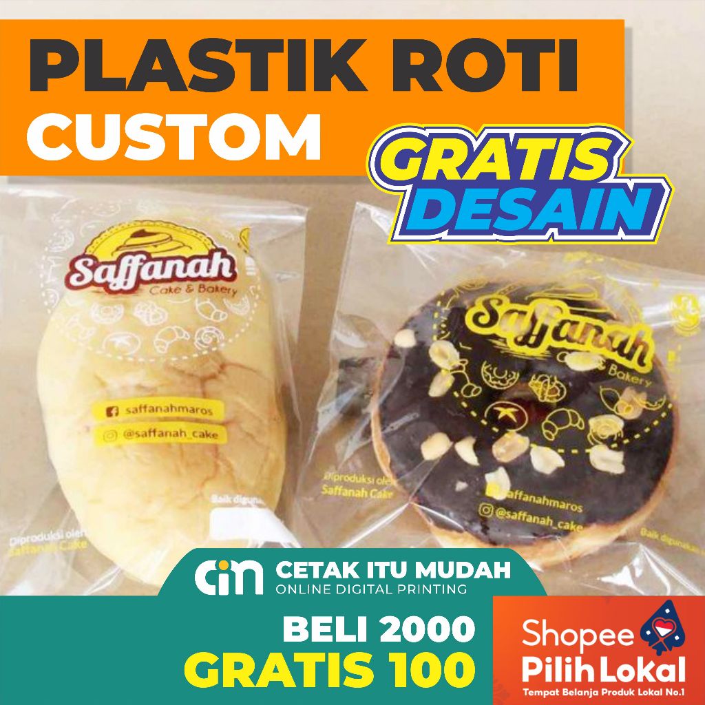 Plastik Roti Jajan Custom Plastik OPP Custom GRATIS DESAIN Plastik Kemasan Murah Roti